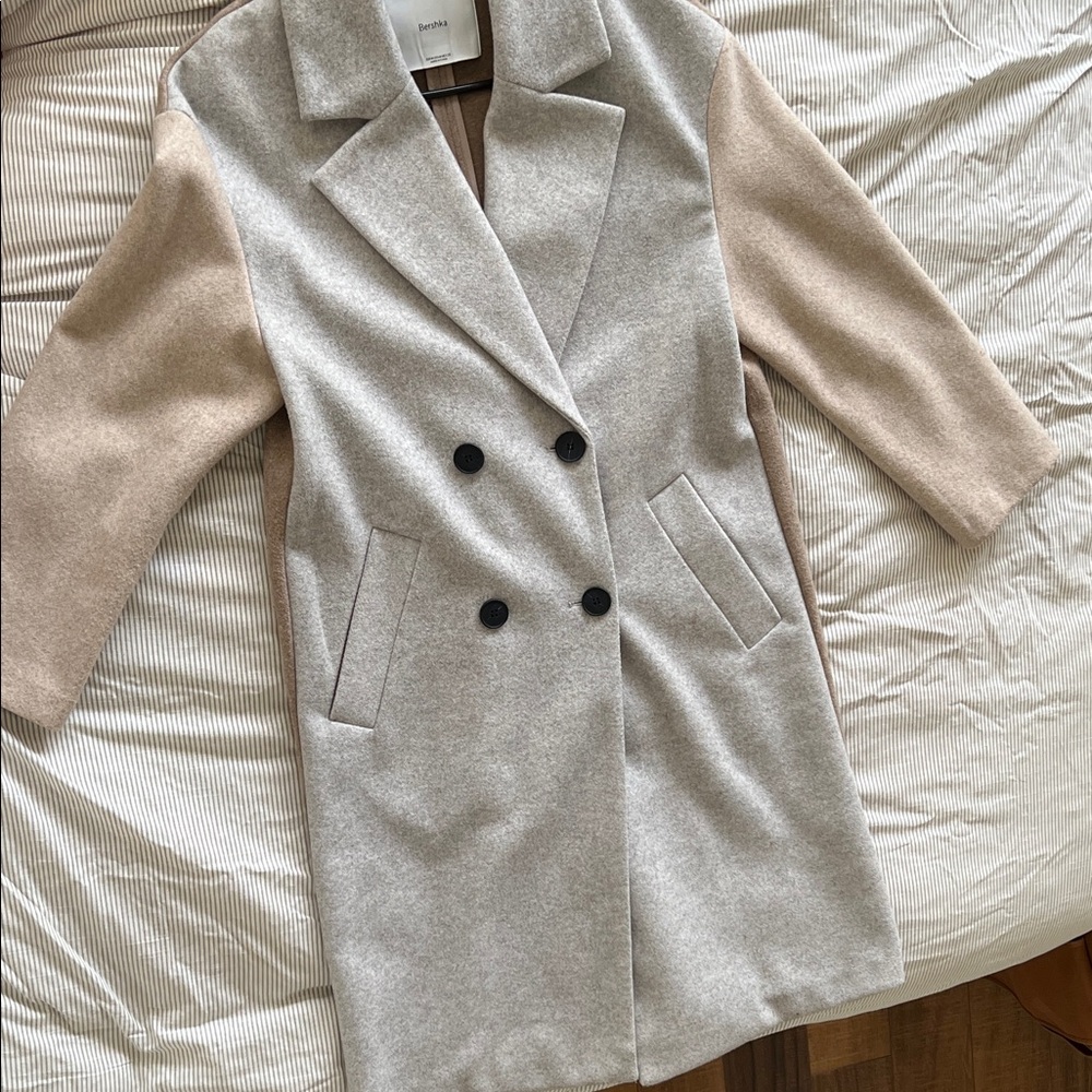 Bershka Gray and Tan Trench Coat
